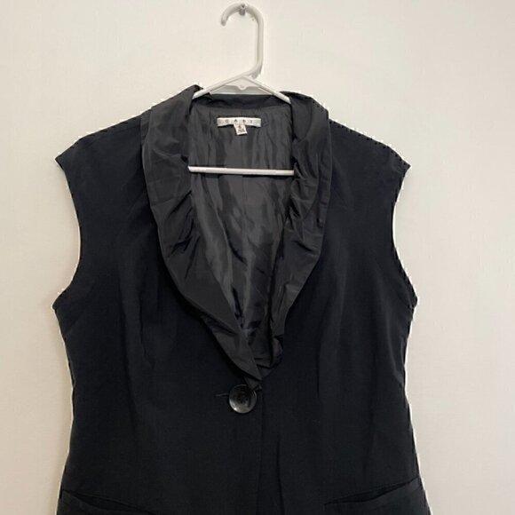 CABI Tuxedo Dinner Vest 917 Black Sleeveless Mixed Media Single Button Jacket 6 - Picture 3 of 13